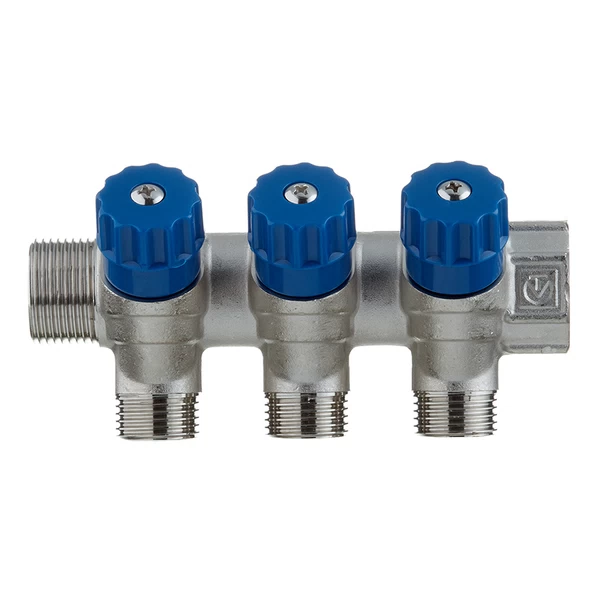 коллектор valtec 3/4 вр(г) х 3 выхода 1/2 нр(ш) х 3/4 нр(ш) регулируемый (vtc.560.n.0503)