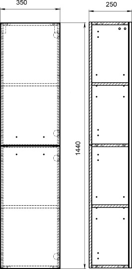 шкаф-пенал для ванной cersanit melar b-sl-mel белый