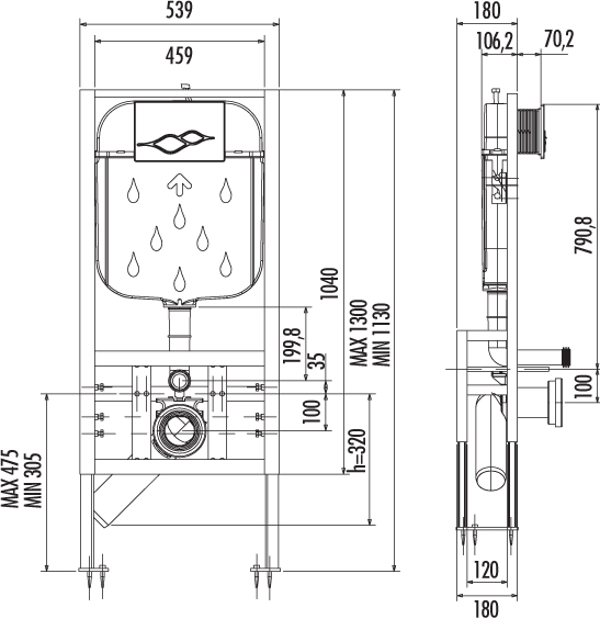 система инсталляции для унитазов creavit gr5004.01