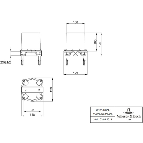 внутренняя часть для смесителя villeroy & boch universal tvc00046500000