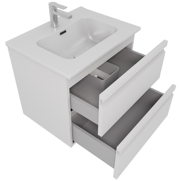 тумба с раковиной aquatek вега 60 aq77060-mw подвесная белая матовая