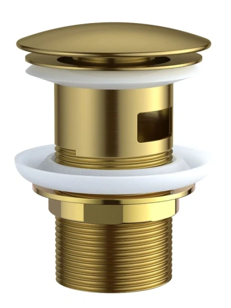 донный клапан esko popupgold для раковины, с переливом, клик клак, золотой