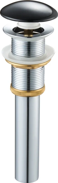 Донный клапан SantiLine SL-104 для раковины, с керамической крышкой, клик клак для раковины, без перелива, черный