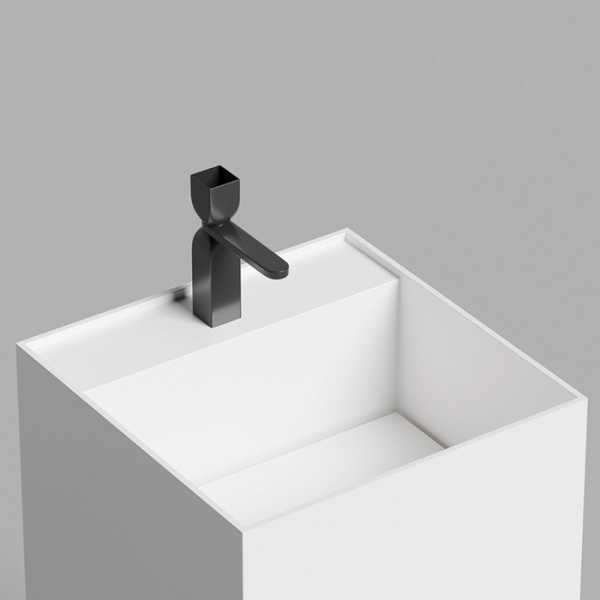 salini salini armonia square top раковина напольная 45х45х90см, слив в стену, выпуск d 503, сифон, декоративная накл. , мат-л: s-sence, цвет: белый глянцевый