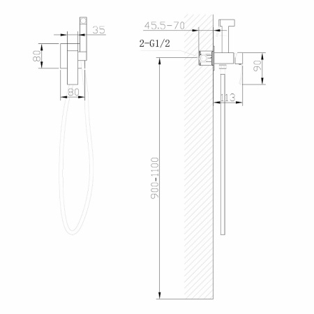 гигиенический душ abber wasserfall af8625ng со смесителем, никель