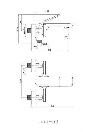 смеситель для ванны cersanit odra 63051 хром