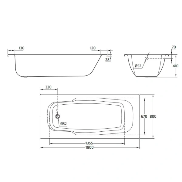 ванна стальная blb atlantica b80a handles 180x80 см, с отверстиями под ручки, белый