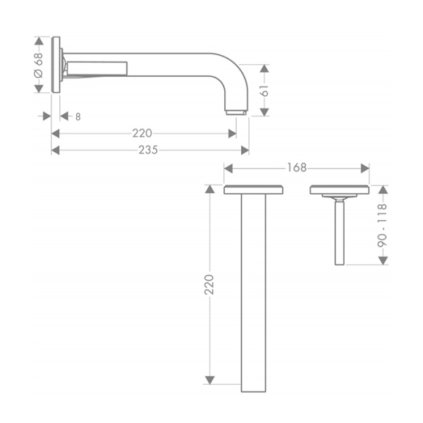смеситель для раковины с выпуском axor citterio 39116000