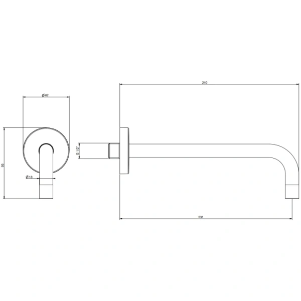 излив для ванны gessi via tortona 38783#149 231 мм, цвет finox