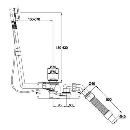 слив-перелив для ванны bette silhouette b601-901 cr для нестандартных ванн