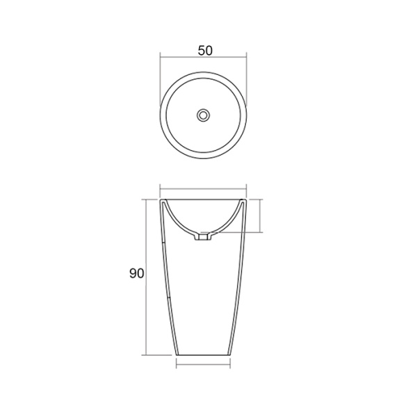 раковина dea design pedestal basin dd2010 500 16 напольная, без отв., solid surface, ø50х90см., black №16