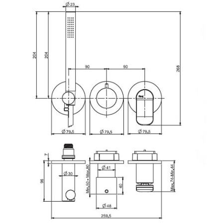 смеситель для душа fima carlo frattini flo' f3819x8cr