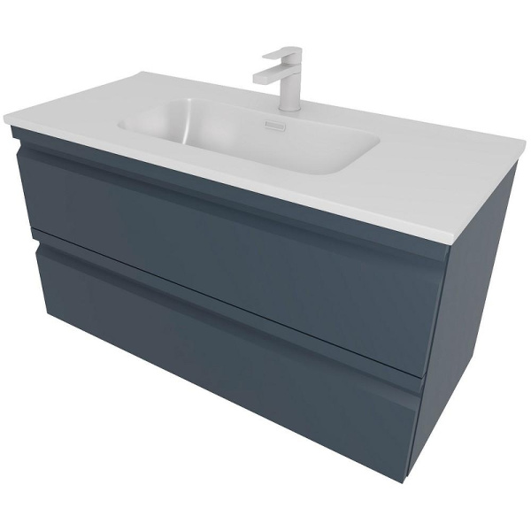 тумба с раковиной aquatek вега 100 aq77100-mg подвесная серая матовая