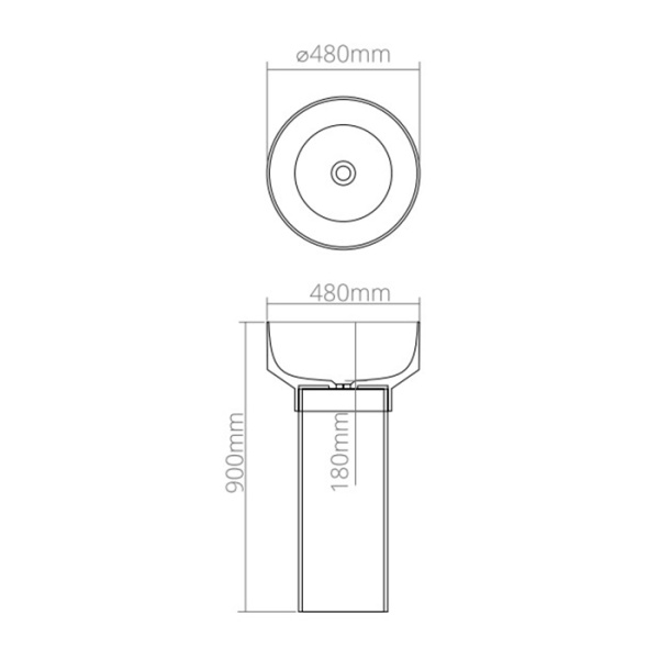 раковина dea design pedestal basin dd2023 480 r3 напольная, без отв., glasstech, прозрачная смола, ø48х90см., emerald r3