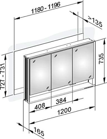 зеркальный шкаф keuco royal lumos 120 см 14315 171301 алюминий