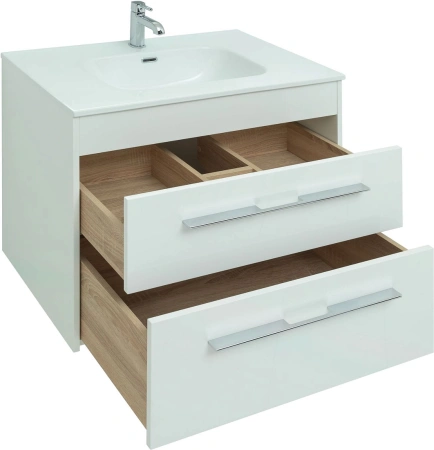 тумба под раковину aquanet августа 80 (flat) белая, 2 ящика, 00277508