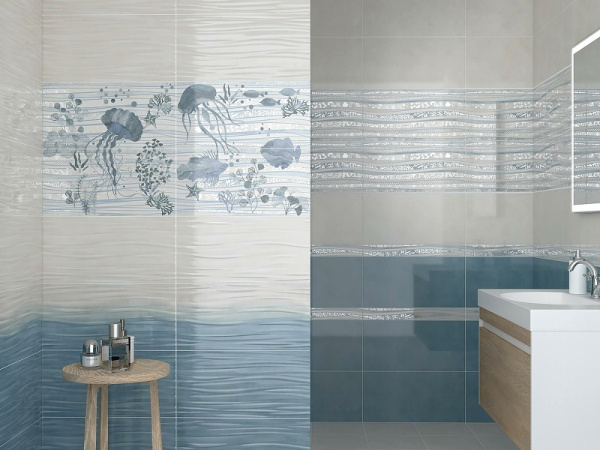 Керамическая плитка Kerama Marazzi Маритимос голубой структура обрезной 11143R настенная 30х60 см