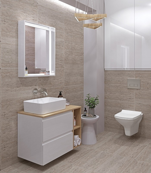 тумба под раковину cersanit moduo 80 sb-sz-mod80-bl/wh подвесная белая