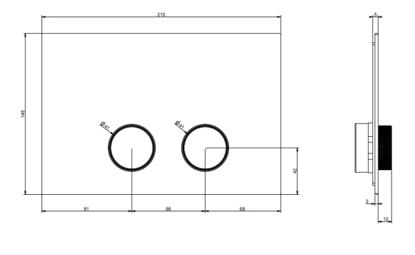 клавиша смыва gessi anello 54629#707 для систем инсталляций tece (teceprofil, tecebox)., цвет: black metal brushed pvd