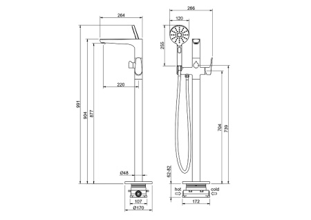 смеситель для ванны aquatek бетта aq1145bgm цвет оружейная сталь