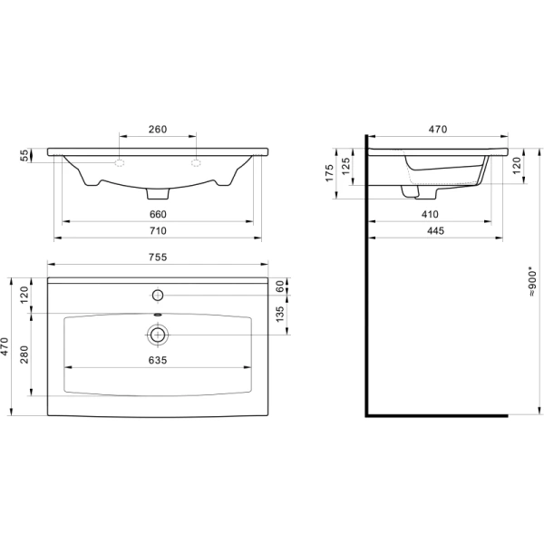 раковина 75x47 см акватон элина 1wh501619