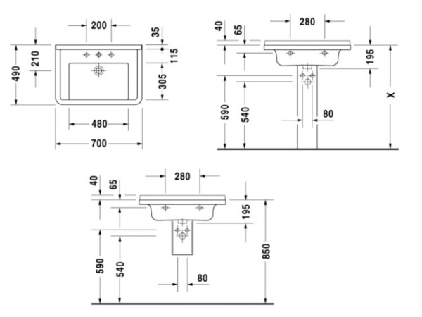 раковина подвесная 70 см duravit starck 3 03047000001