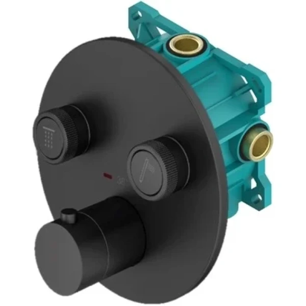термостат для ванны plumberia selection psbox kitpsb02no60 встраиваемый, с душевым гарнитуром, черный матовый