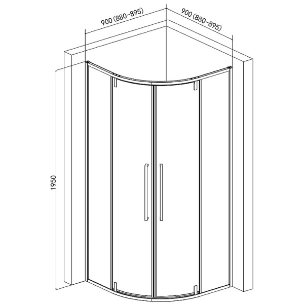 душевой уголок aquame 90×90 aqm7101-2-9 профиль черный матовый, стекло прозрачное