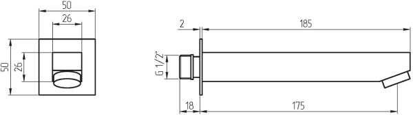 излив migliore kvant 18764 для ванны, 18 см, цвет хром