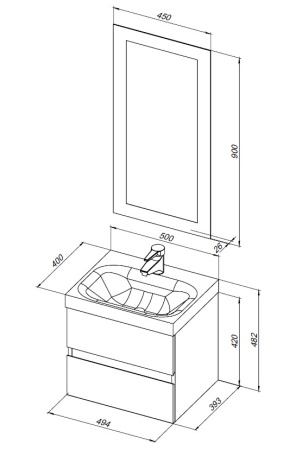мебель для ванной aquanet беркли 50 белый глянец (2 ящика)