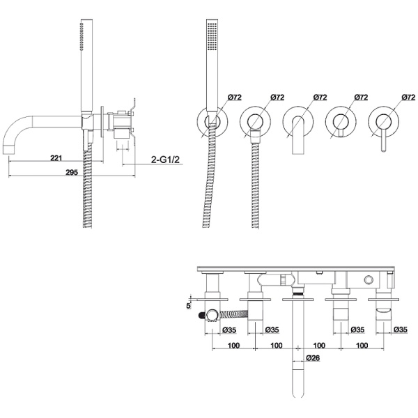 смеситель для ванны whitecross y gunmetal y1240gm оружейная сталь