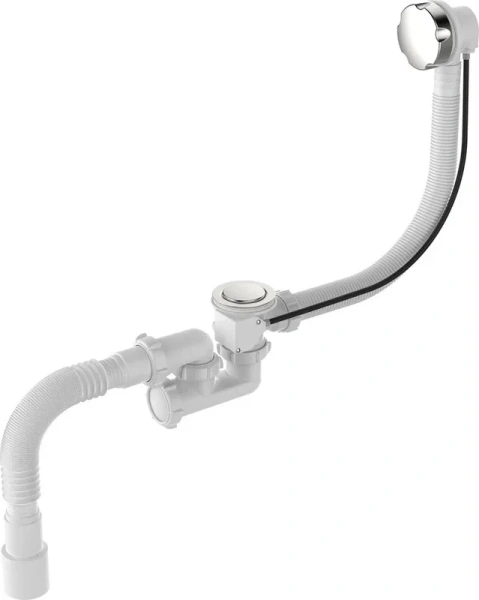 слив-перелив для ванны aquant standart v312-18-mr 50 мм, полуавтомат, хром, с сифоном