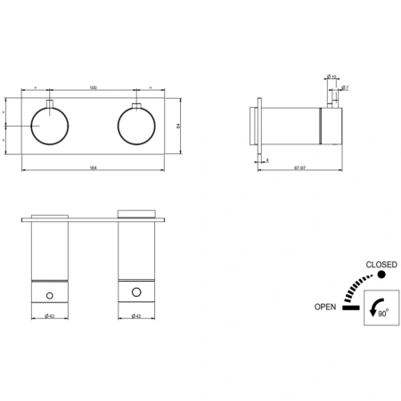 термостат gessi gessi316 54032#239 встраиваемый, внешние части, на 1 выход, цвет steel brushed