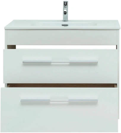 тумба под раковину aquanet августа 80 (flat) белая, 2 ящика, 00277508