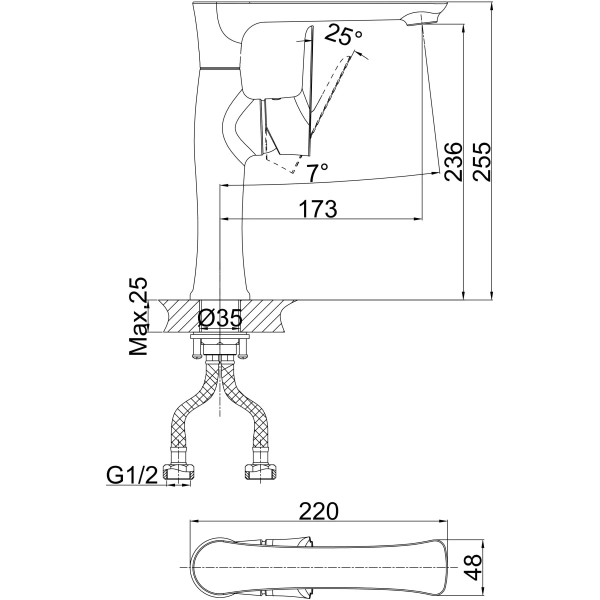 смеситель для кухни d&k reisling rhein da1272401 хром