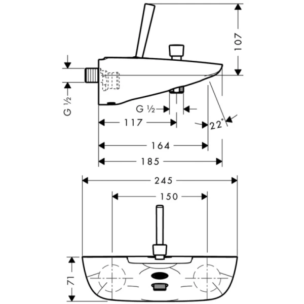 смеситель для ванны hansgrohe puravida 15472000, цвет хром