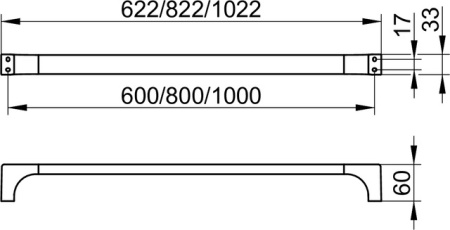 полотенцедержатель keuco edition 11 11101050600, 622 мм, никель шлифованный