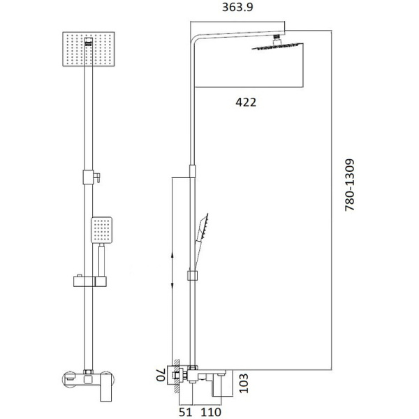 душевая система haiba hb24803-7 черный матовый