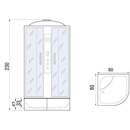 душевая кабина river dunay xl 80x80 th 10000006201 с гидромассажем