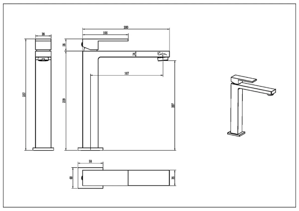 смеситель для раковины boheme qubic 472-b черный матовый