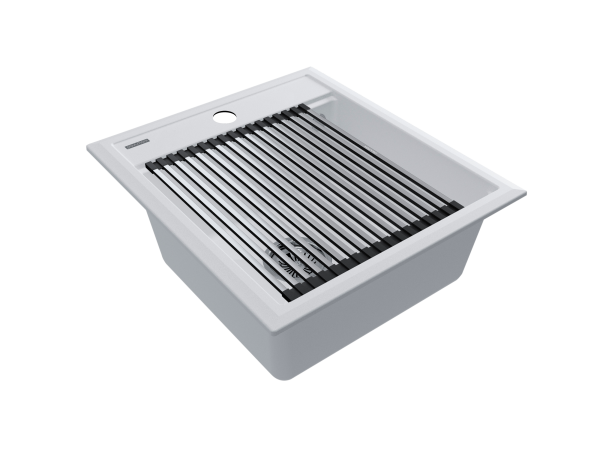 мойка stepia 45, it-granit + ролл-мат step брашированная нерж. сталь, pm114651-wh+r375-bs