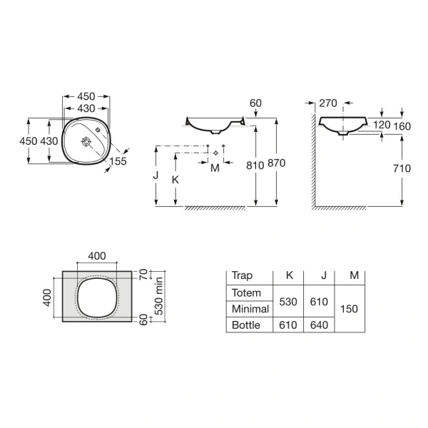 раковина 45x45 см roca beyond 3270b7630