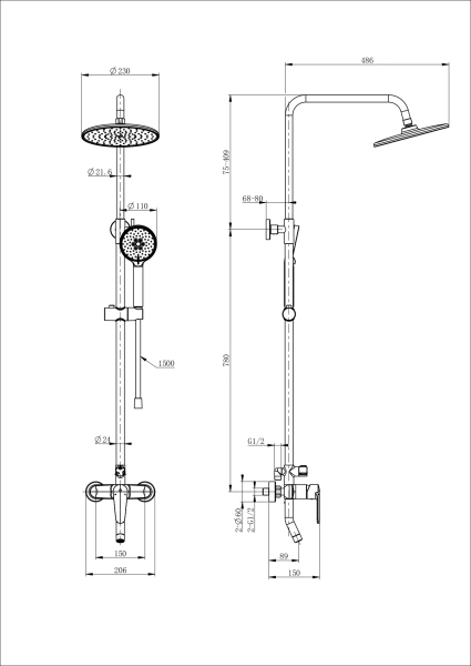 душевая система wonzon & woghand ww-b2168-a-bg брашированное золото