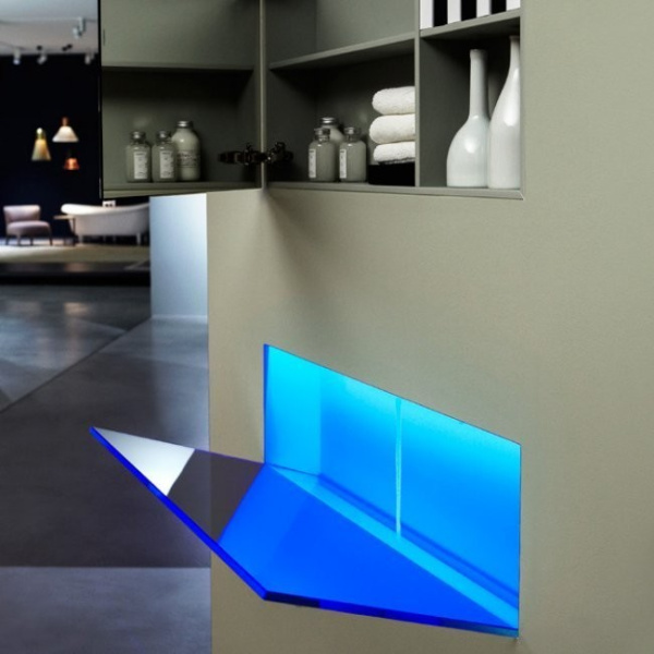 Раковина встраиваемая в стену 126 см Antonio Lupi Battigia BATTIGIAL 126 Bianco_cr белая/прозрачная