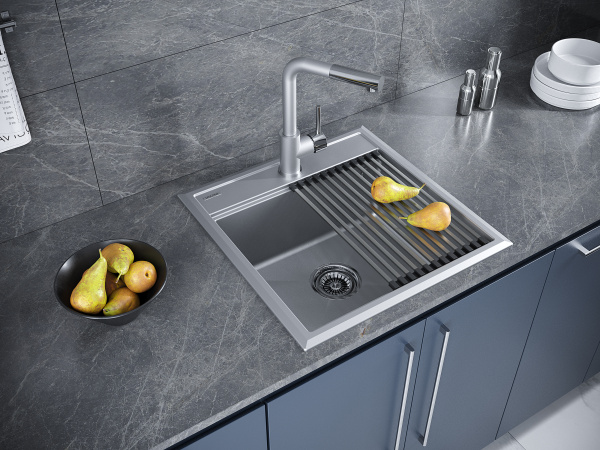 мойка stepia 50, it-granit + ролл-мат step брашированная нерж. сталь, pm115051-grm+r375-bs