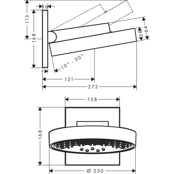 верхний душ hansgrohe rainfinity 250 3jet 26232700