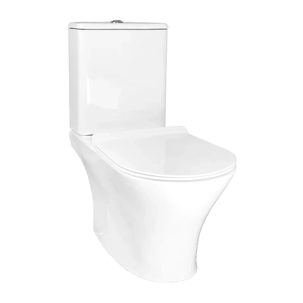 унитаз компакт azario verde az-8220 напольный, безободковый, с бачком и сиденьем микролифт, 65х34х79 см, белый