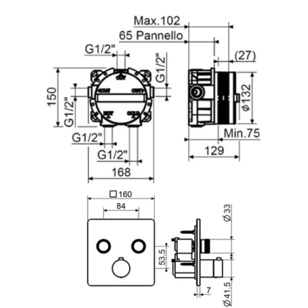 термостат для ванны plumberia selection psbox kitpsb2902no встраиваемый, черный матовый