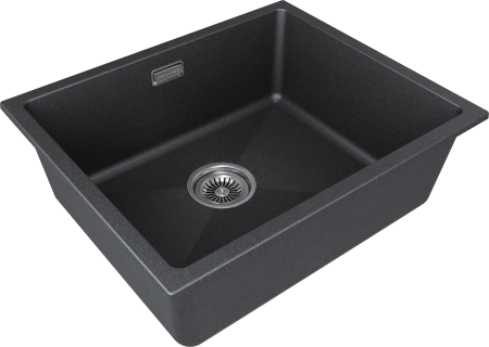 кухонная мойка 555 мм paulmark lumi 55uni lu55-bl, it-granit, цвет черный