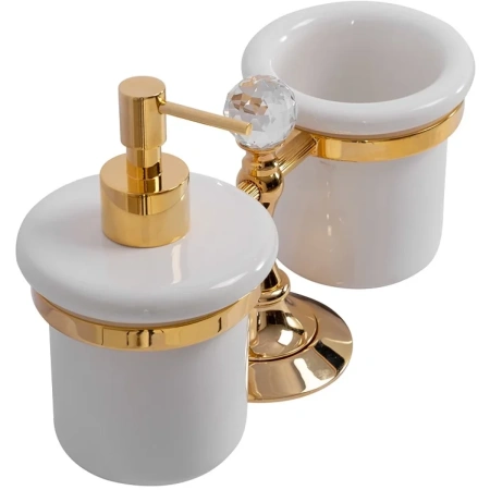 Стакан и дозатор для жидкого мыла Cezares OLIMP-TDT-03/24-Sw Золото Белый